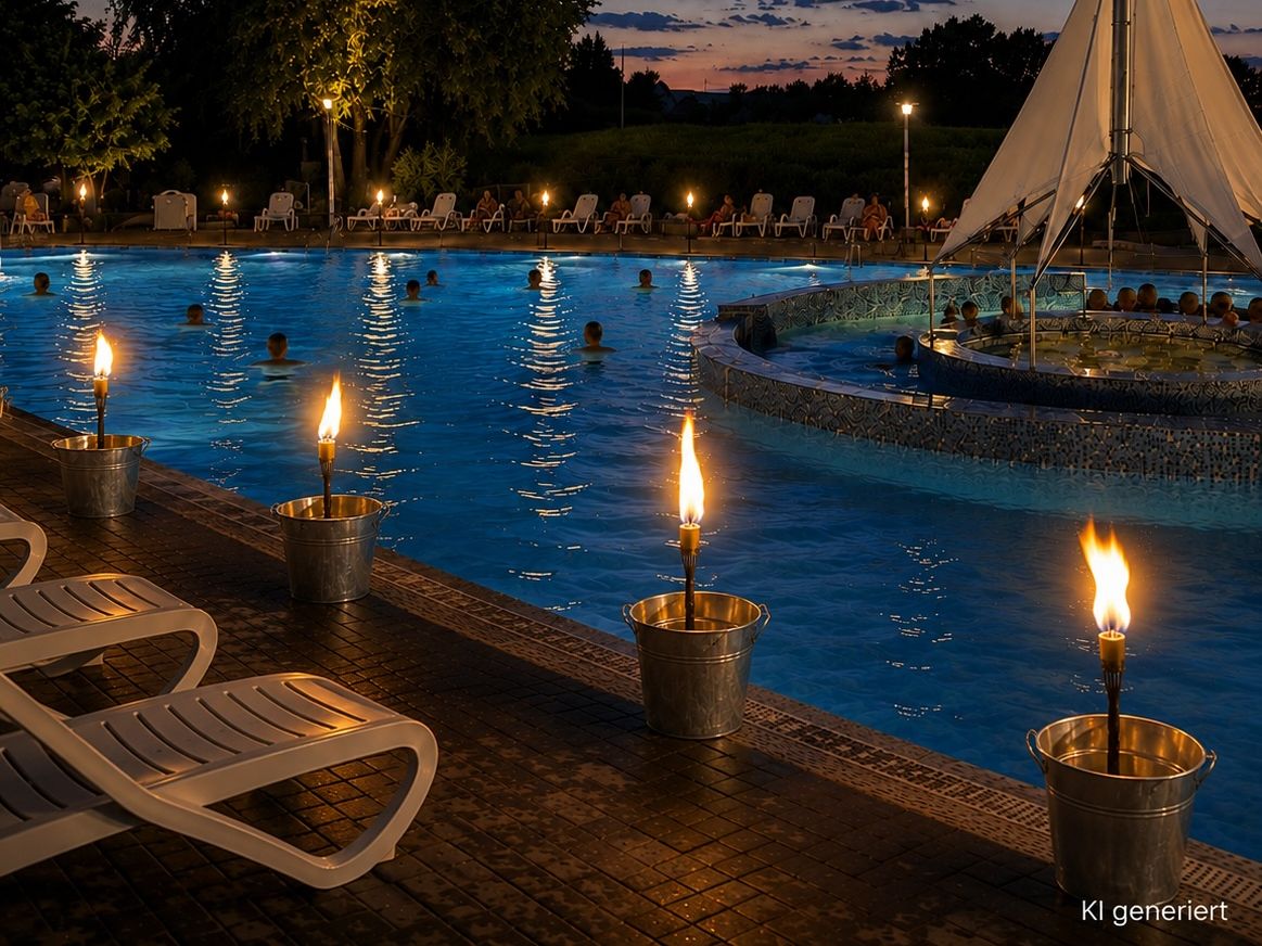 Fackelschwimmen im DanGastQuellbad KI generiert